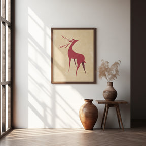 Stylized retro deer red/tan Poster