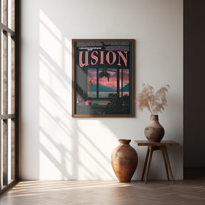 &#039;USION&#039; Fiction vaporwave travel poster Poster