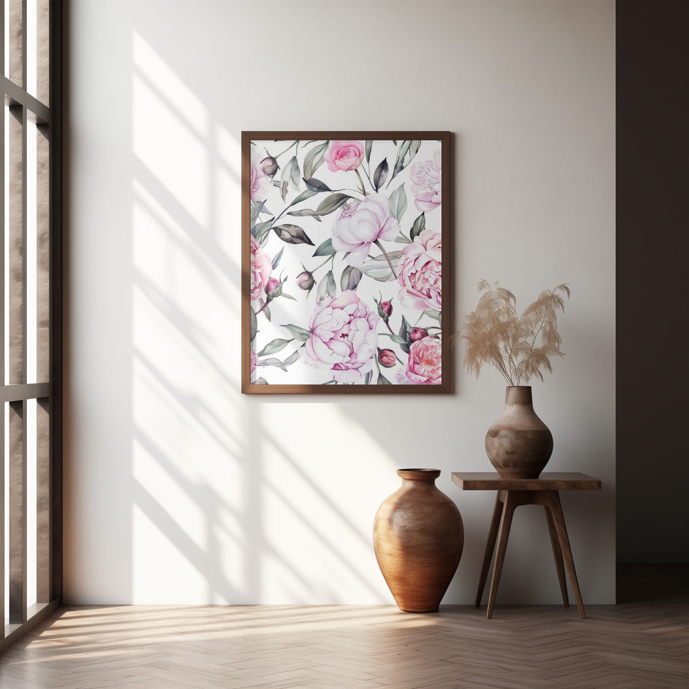 Nature Flowers and Leaves Watercolor Art (127) Poster