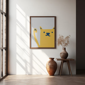 Cute Cat Yellow Poster