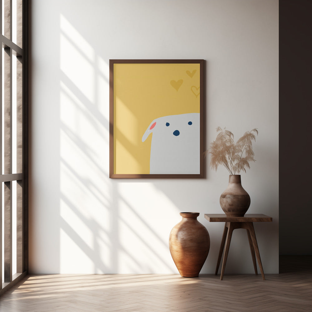 Cute Dog Yellow Poster