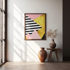 Gold Abstract Pink - Modern Geometric Poster