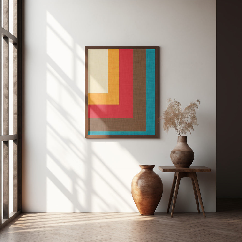 Abstract Mod Cube Beige Poster