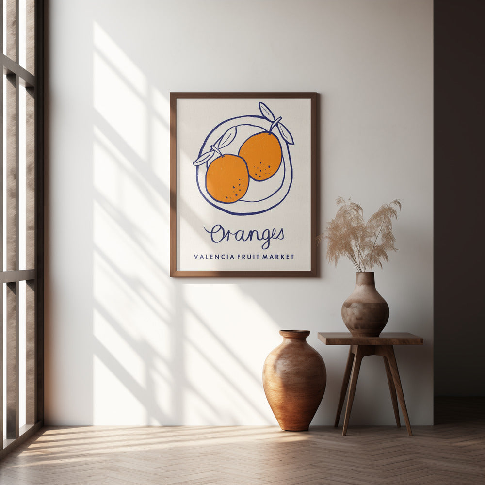 Food Art - Oranges Valencia Fruit Market Poster