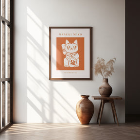 Maneki-neko Cat Orange Poster