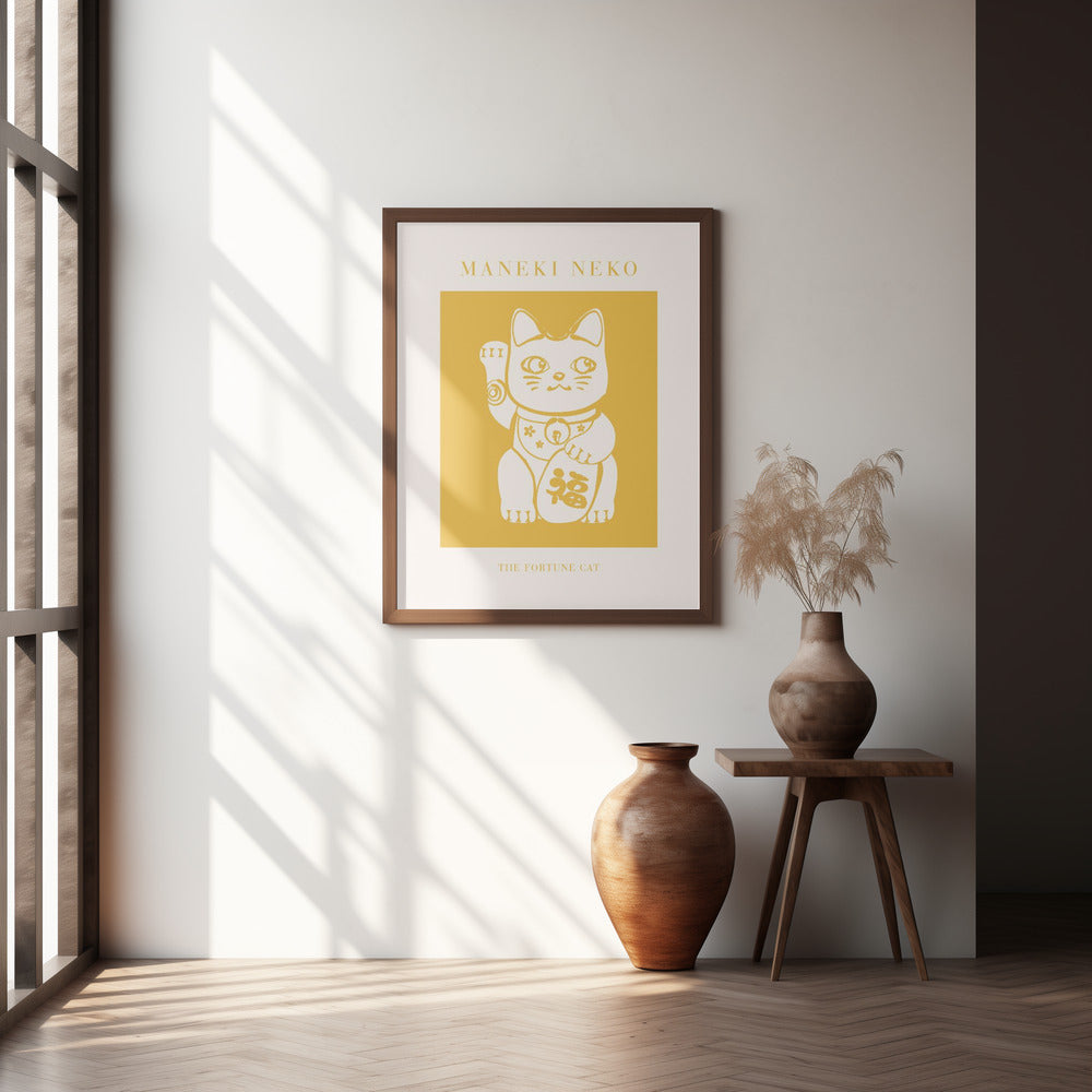 Maneki-Neko Yellow Cat Poster