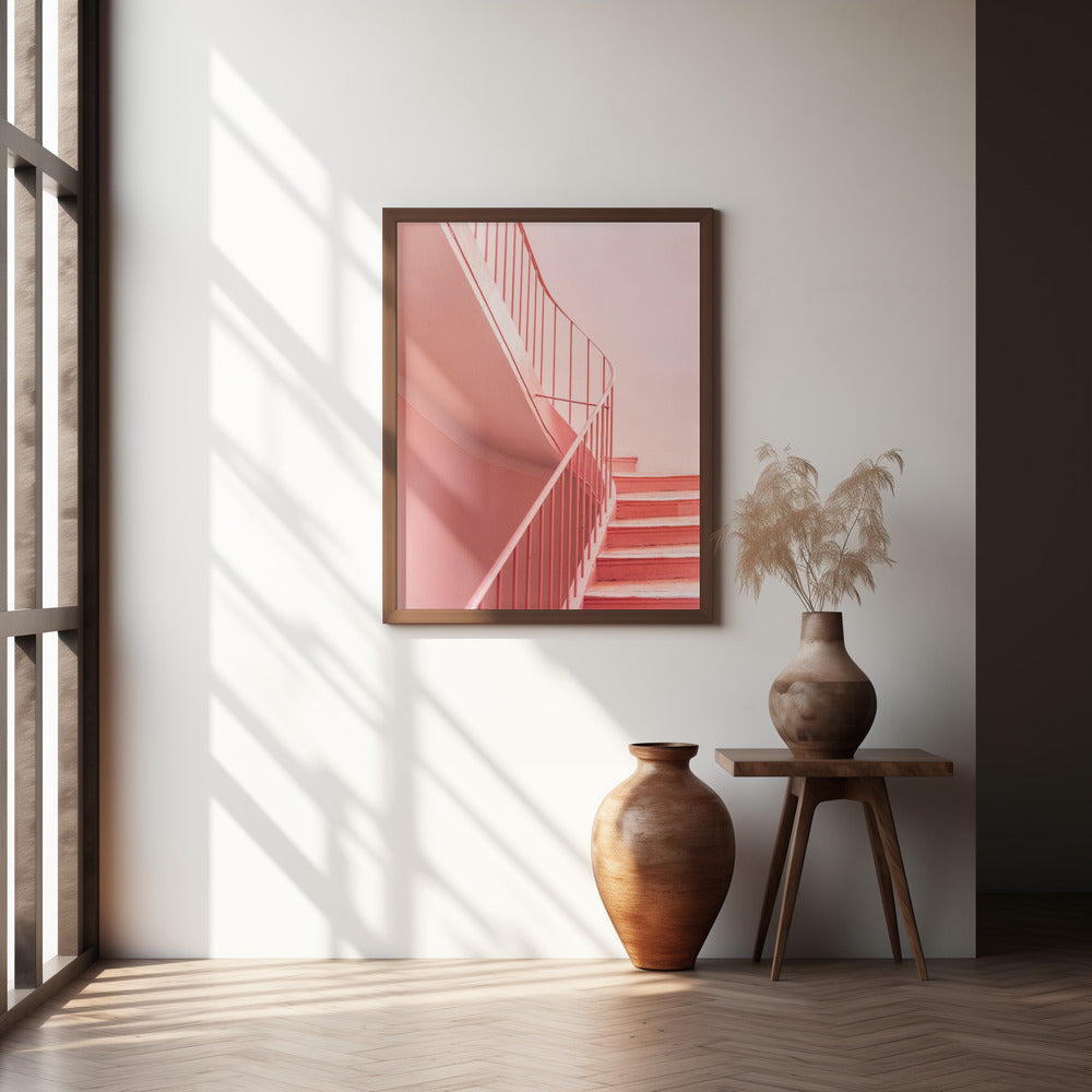 Pink Steps Cannes | Architectural Minimalism Poster