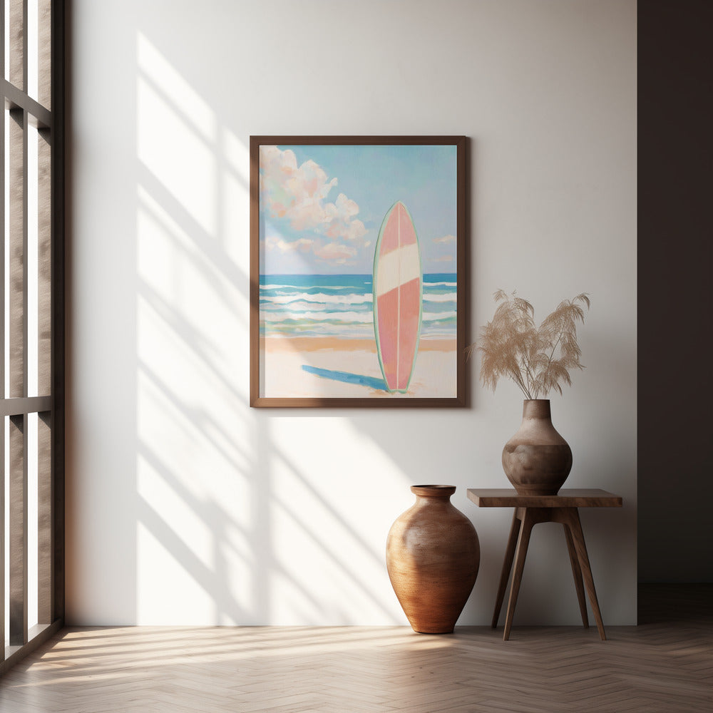 Sea Beach Surfboard Poster