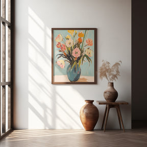 Colorful Flowers in Vase Poster