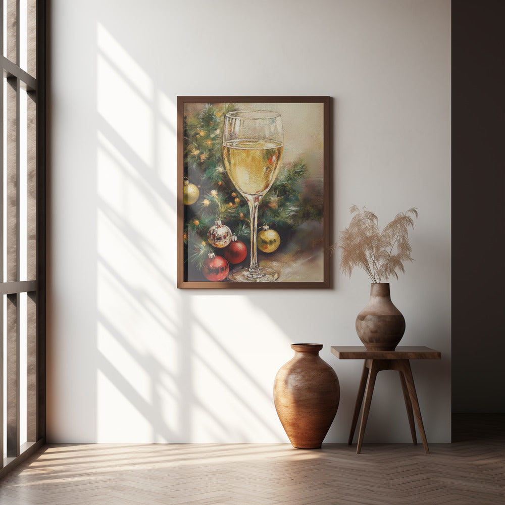 Christmas White Wine Poster