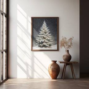 Snowfall Christmas Tree Poster