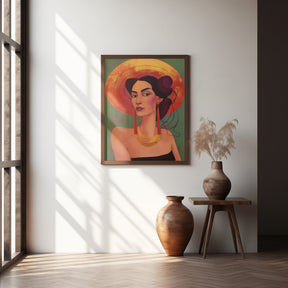 Mexican lady in sombrero Poster