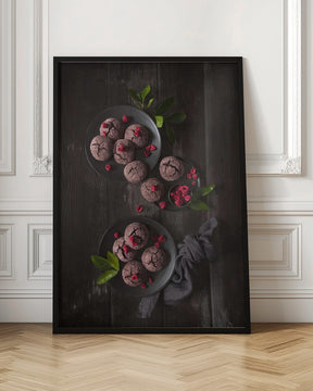 Raspberry chocolate crinkle cookies Poster