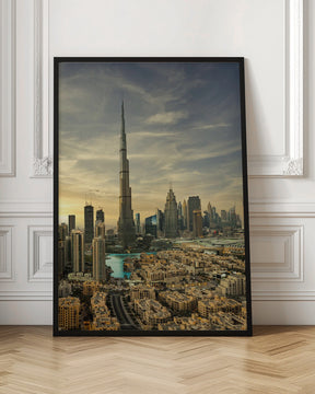 Downtown sunset view Poster