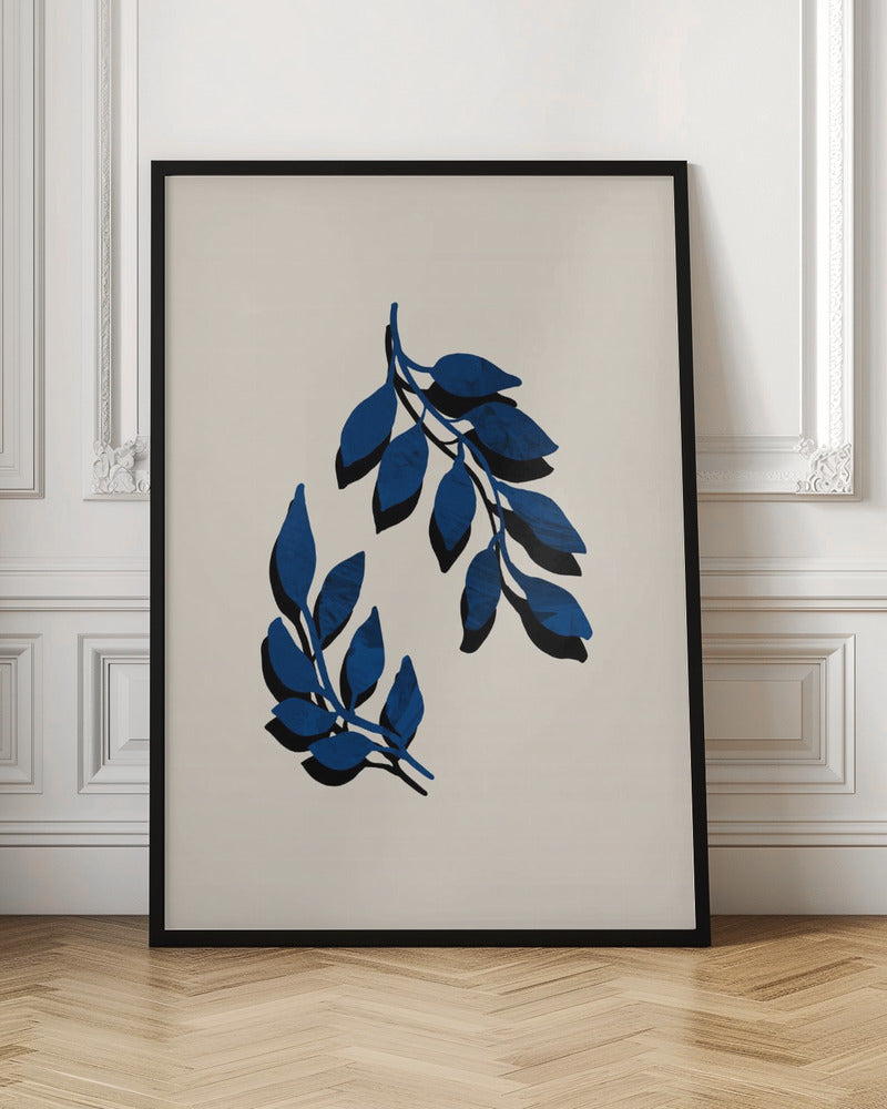 Blue Twig Brush Poster