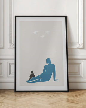 Woman and Cat Poster