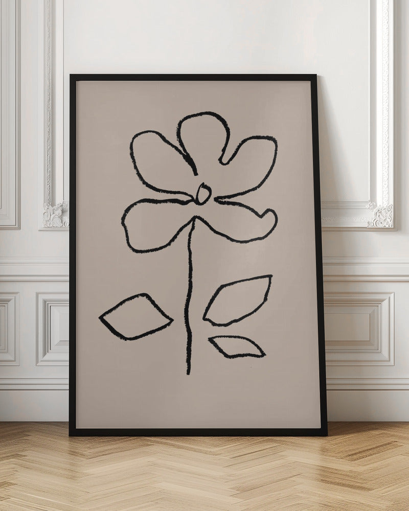 Oil Pastel Flower Black Poster