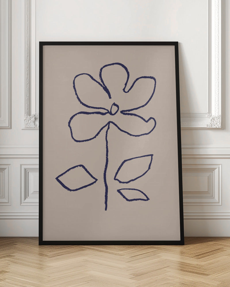 Oil Pastel Flower Blue Poster