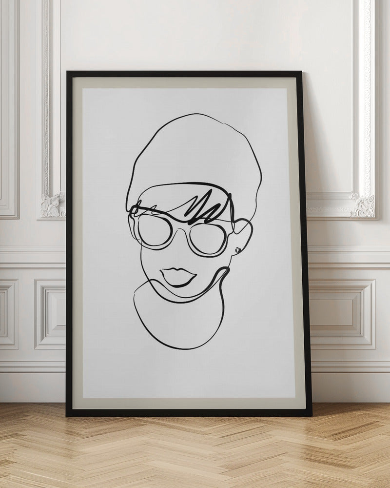 Modern woman line portrait Poster