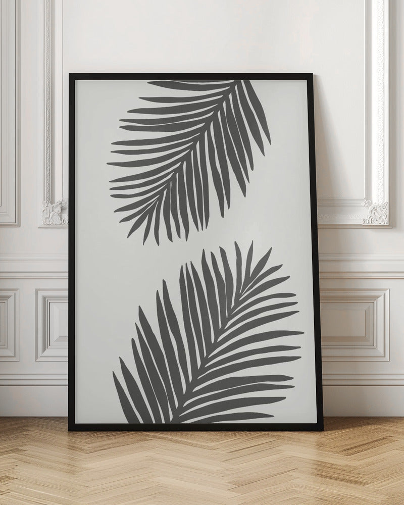 PALM LEAF 12 GRAPHITE GRAY Poster