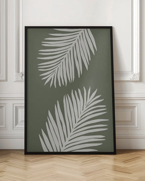 PALM LEAF 06 GREEN WHITE Poster