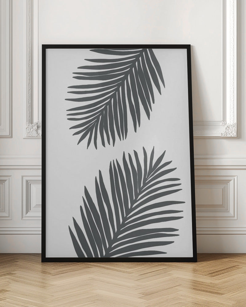 Palm Leaf Gray 01 Poster