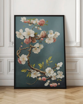 White Cherry Blossoms Poster