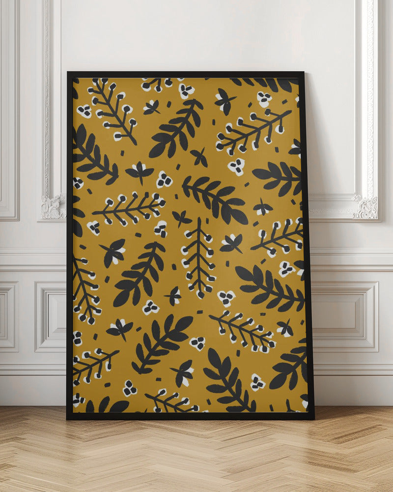 Branches And Berries (Yellow) Poster