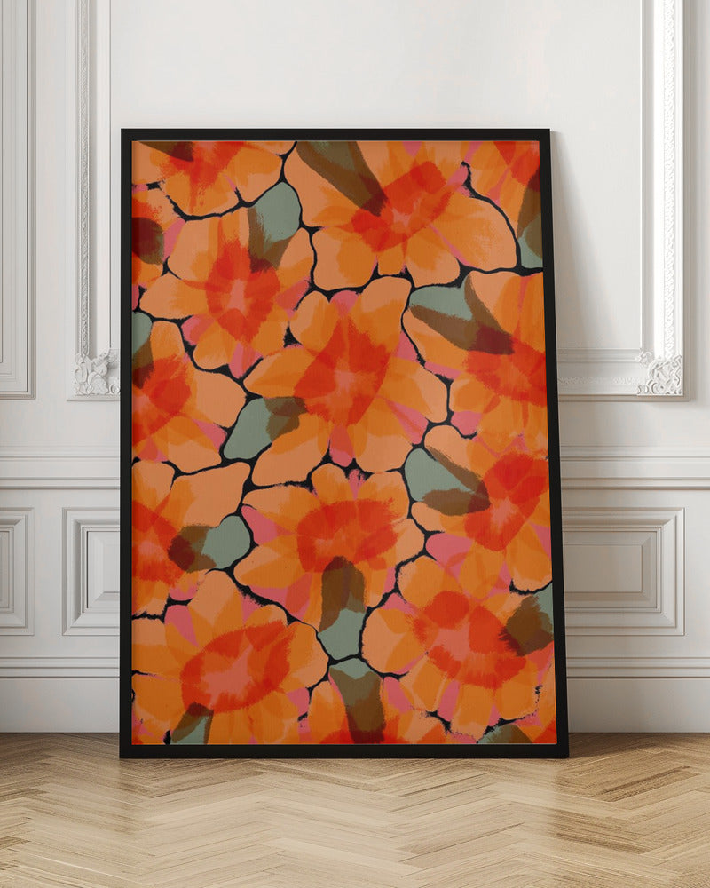 Orange Big Flowers Poster