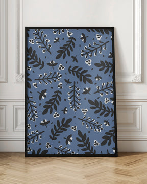 Branches And Berries (Blue) Poster