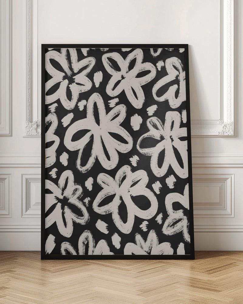 Giant Beige Flower Pattern Poster