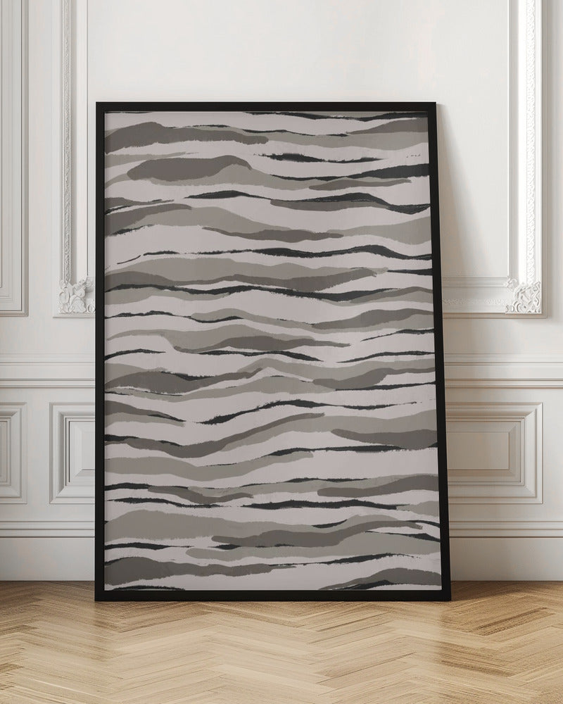 Grey And Beige Waves Poster