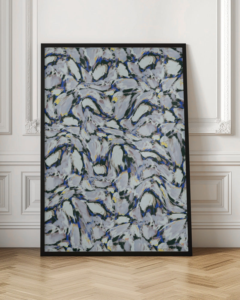 Blue Ice Flowers Pattern Poster