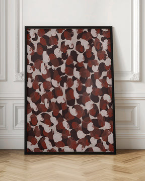 Red Beige Brown Dots Pattern Poster