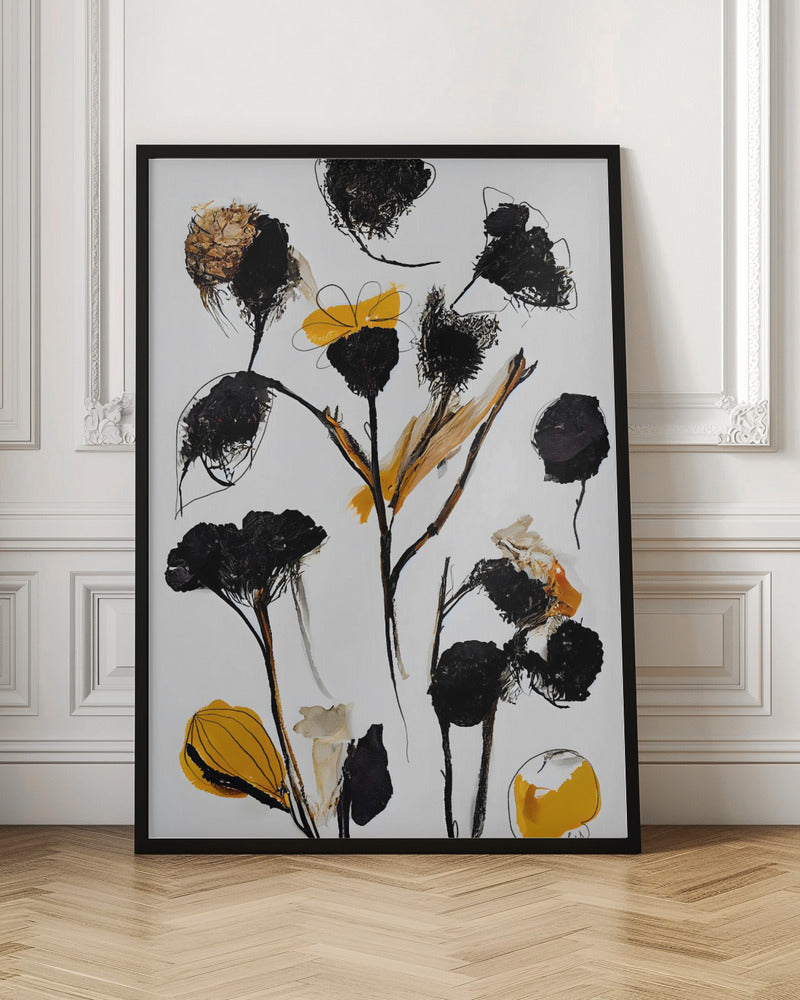 Black Dry Flowers Poster