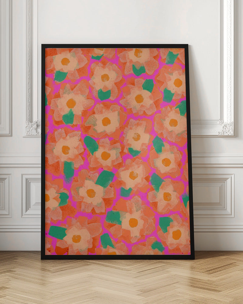 Cute Orange Flower Pattern Poster