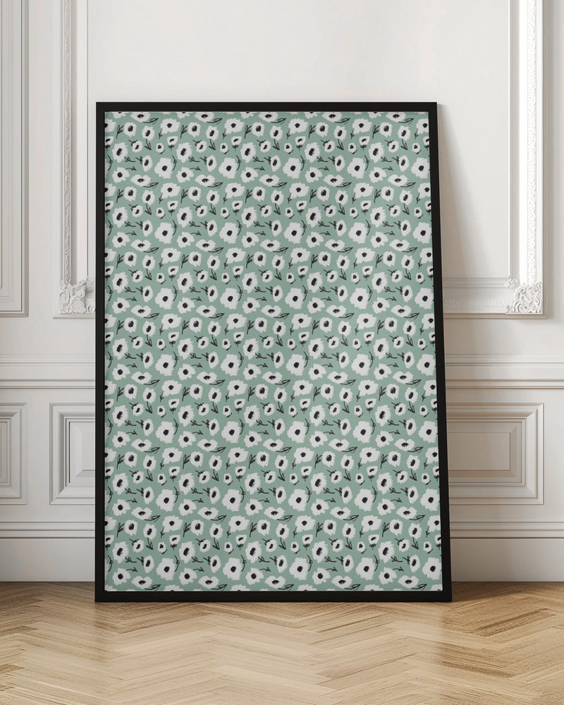 Cute Flowers on Mint Poster