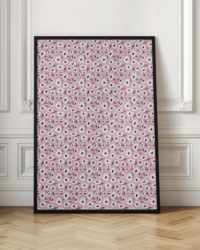 Cute Flowers On Pink Poster