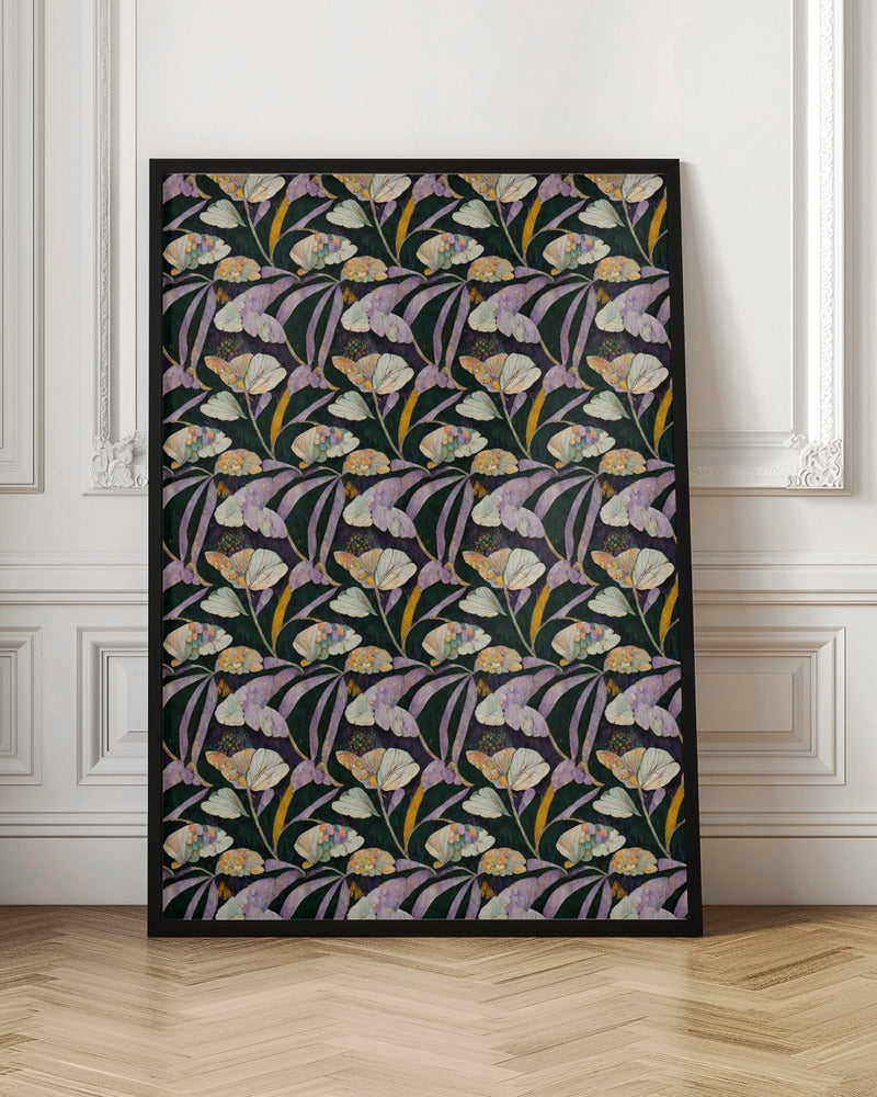 Purple Leafs Pattern Poster