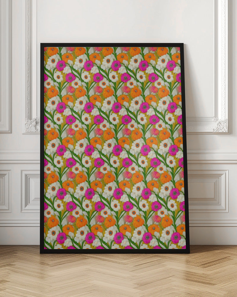 Stitched Flowers Pattern Poster