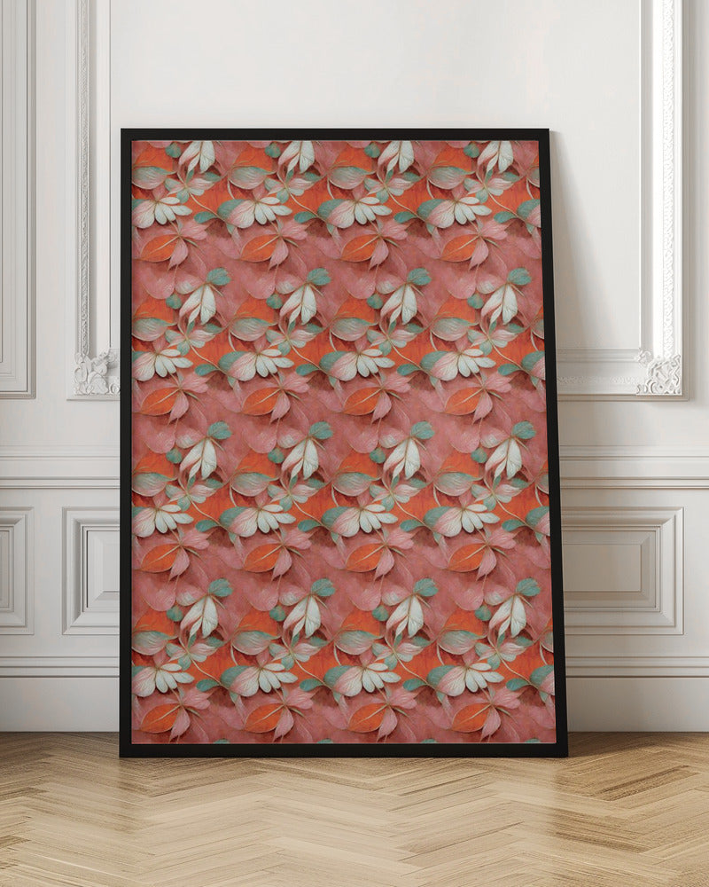 Orange Floral Pattern Poster