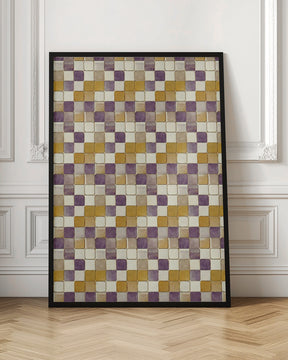 Purple and Ochre Tile Pattern Poster