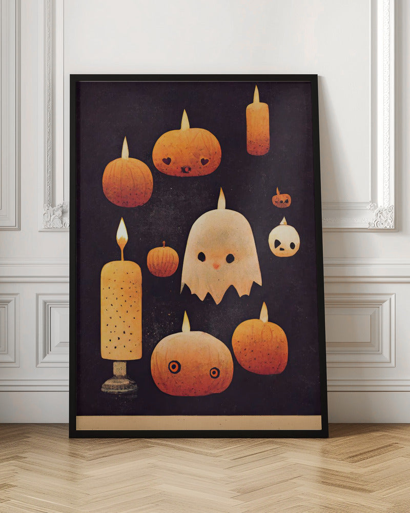 Candles, Pumpkins And A Ghost Poster