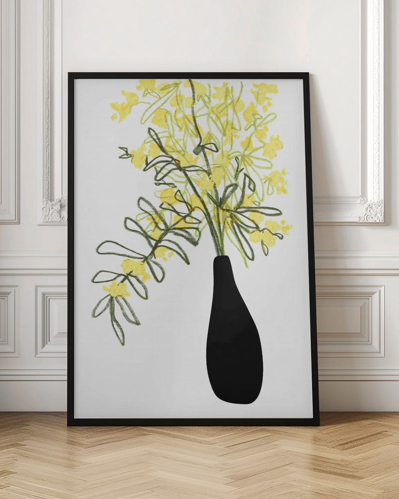 Yellow blooms in a vase Poster