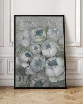 Nuria bouquet of peonies in teal and green Poster