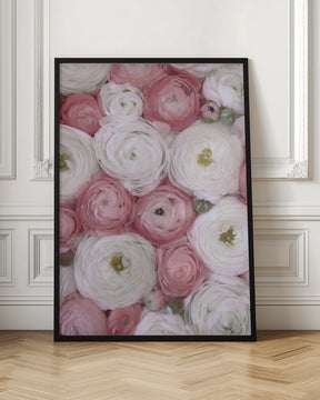 Scattered ranunculus in muted pink II Poster