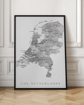 Gray map of the Netherlands Poster