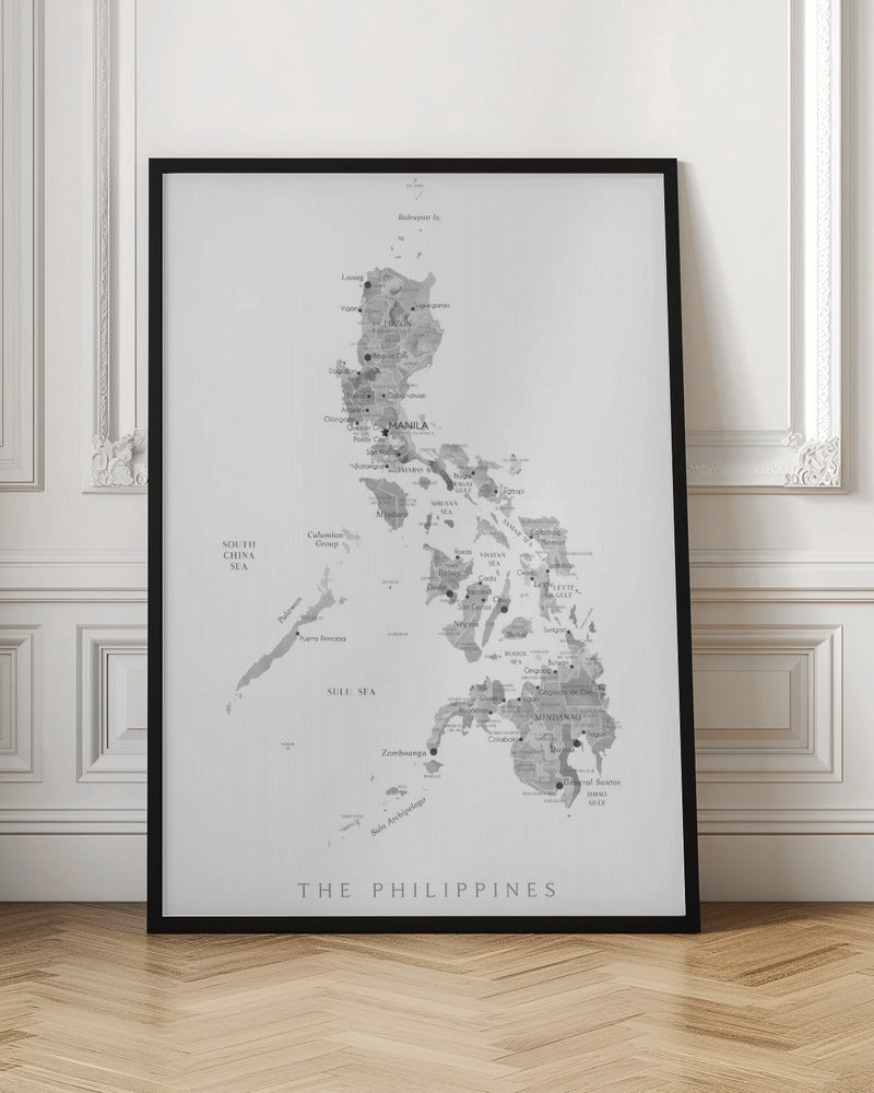 Gray watercolor map of Philippines Poster