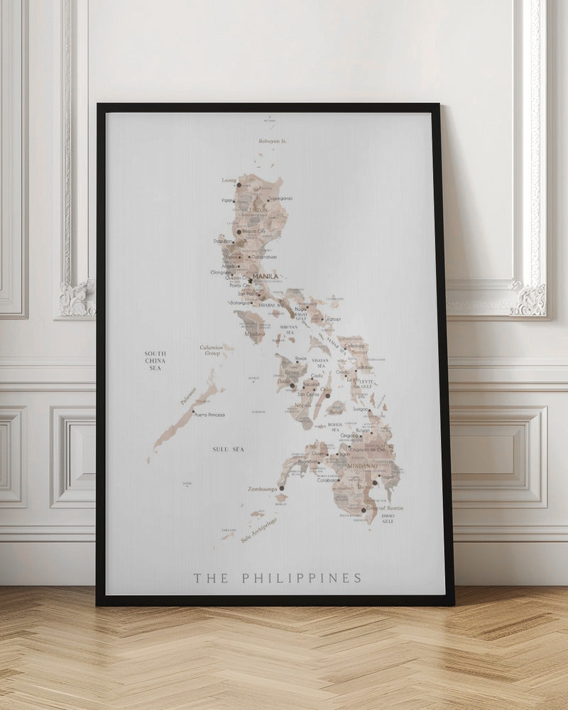 Taupe watercolor map of Philippines Poster