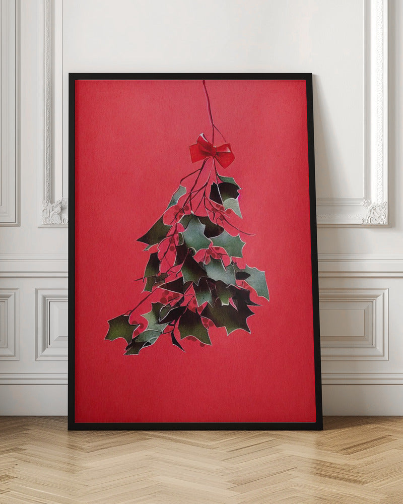 Mistletoe With Red Bow Poster